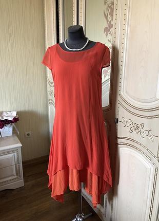 Яркое шелковое платье , двух ярусное, натуральный шёлк, шелк, яркое