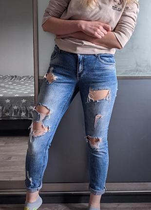 Рвані джинси мом фіт / рваные джинсы мом фит / ripped jeans mom fit7 фото