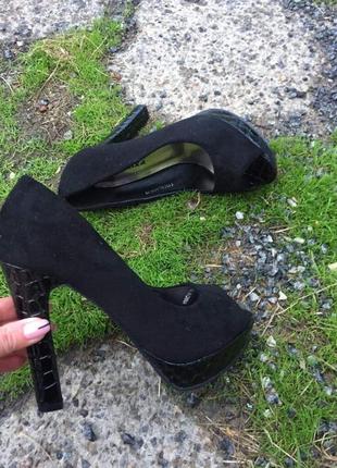 Туфли женские f335 чёрные (весна-лето эко- замш)