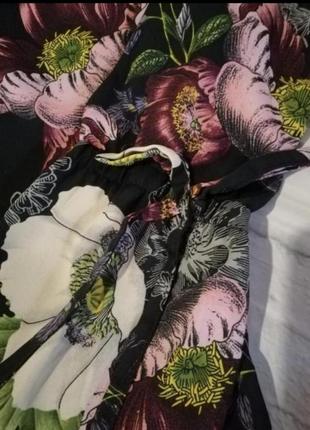 Блузка сорочка з чокером чорна в квіточку квітковий принт9 фото