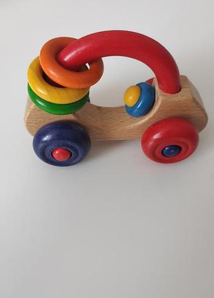 Дерев'яна машинка якісна іграшка hape