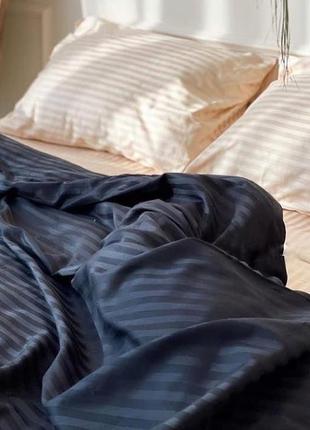 Комбинированный комплект постельного белья из страйп сатина, 💯 хлопок,  разные размеры1 фото
