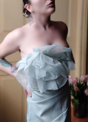 Вечірня сукня-футляр міді на випускний фактурное вечернее платье мятный цвет выпускное5 фото