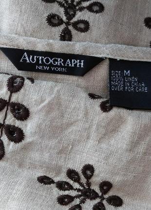 Льняная блуза autograph marks&spencer с вышивкой цветов5 фото