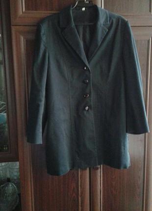 Черный удлиненный женский пиджак пальто деми батал англия1 фото