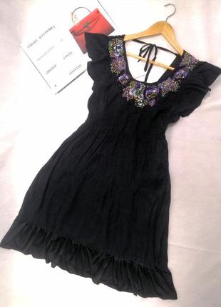 Платье черное расшитое бисером и паетками2 фото