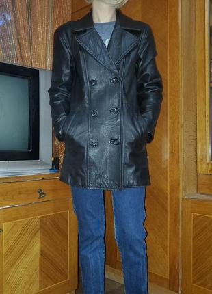 Двубортный кожаный курточка пиджак, жакет натуральная кожа англия