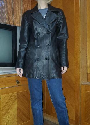 Двубортный кожаный курточка пиджак, жакет натуральная кожа англия2 фото