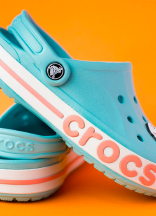 Жіночі крокси бірюзові сабо crocs women's bayaband ice blue / melon