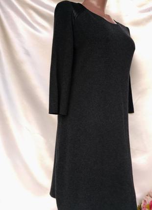 Стильное теплое вискозное платье с вставками кожзама размер 12-14 (42-44)4 фото