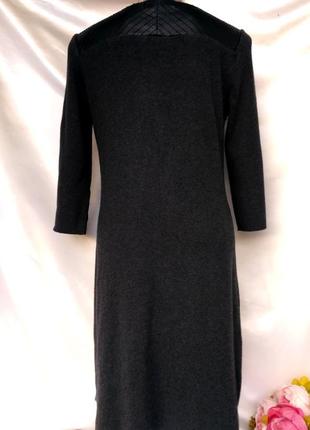 Стильное теплое вискозное платье с вставками кожзама размер 12-14 (42-44)3 фото