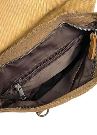 Рюкзак холст с вставками из кожи коричневый3 фото