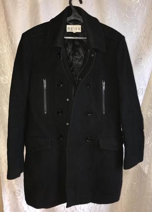 Reiss оригінал dreamer zip coat чорне вовняне пальто вовна люкс довге довга шерсть чоловіче10 фото