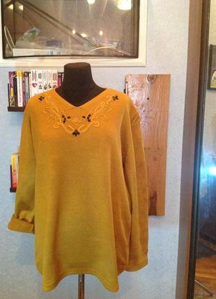 Не толстый, немецкий пуловер с бусинками и вышивкой, р. 58-603 фото