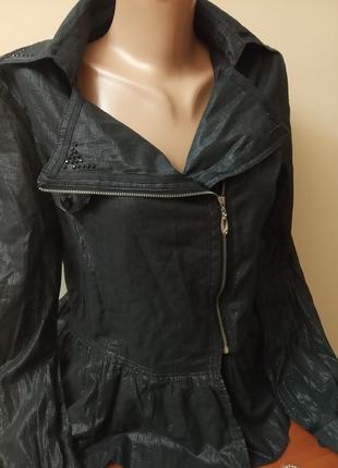 Молодежная женская девичья рубашка с длинным рукавом асимметрия застежка молния черная2 фото