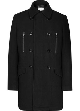Reiss оригінал dreamer zip coat чорне вовняне пальто вовна люкс довге довга шерсть чоловіче