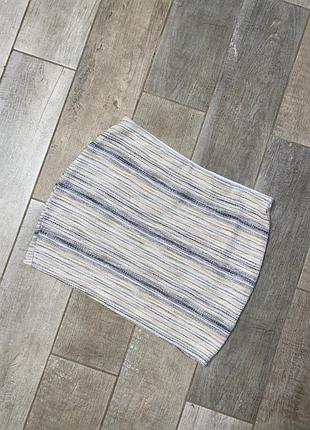 Бежевая мини юбка,полоска,меланж(014)