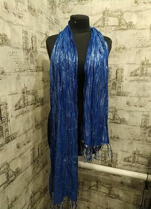 Синий шарф  с серебристой ниткой  ширина 35  длина  по 1102 фото