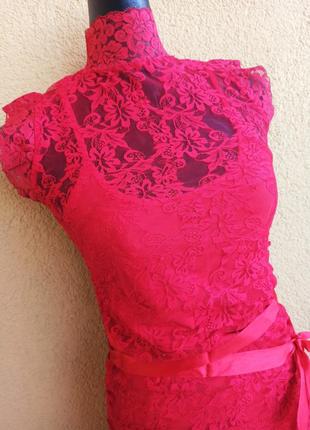 Червоне вечірнє гіпюрову плаття сарафан2 фото