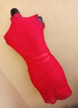 Червоне вечірнє гіпюрову плаття сарафан5 фото
