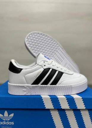 Жіночі кеди adidas samba white black / smb7 фото