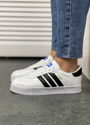 Жіночі кеди adidas samba white black / smb6 фото