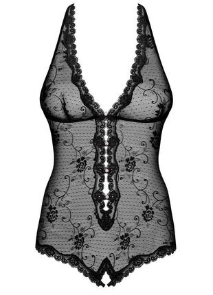 Fiorenta teddy black obsessive чорне боді з мережива з прикрасами