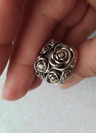 Кольцо кованые розы готический стиль серебрение 925 размер 184 фото