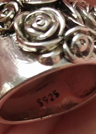 Кольцо кованые розы готический стиль серебрение 925 размер 185 фото