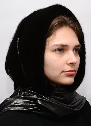 Норковий чорна хустка з кольоровою тканиною