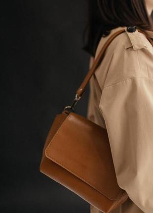 Карамельная кожаная сумка, коричневая сумка из натуральной кожи, женская сумочка3 фото