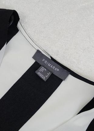 Primark черно белая полосатая блуза на запах с широкие рукавами клеш, вертикальная полоска9 фото