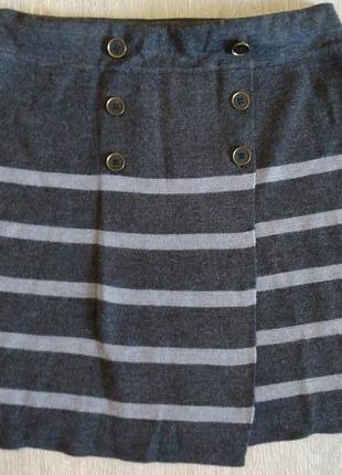 Трикотажная шерстяная юбка loft с запахом и отделкой пуговицами1 фото