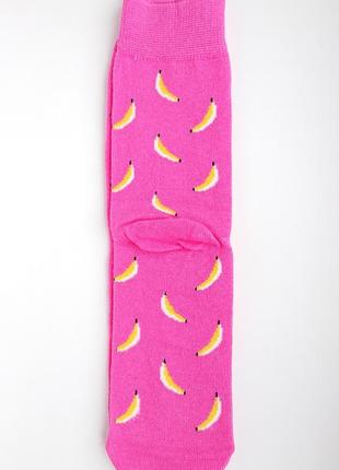 Лидер продаж💥розовые носки, женские яркие розовые носки с бананчиками🍌2 фото