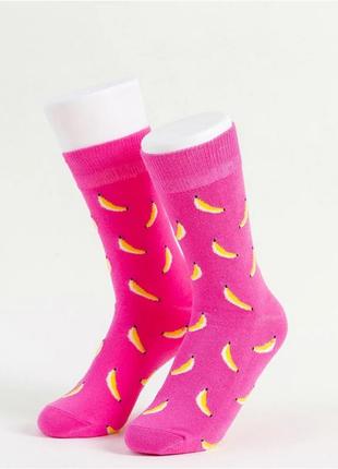 Лидер продаж💥розовые носки, женские яркие розовые носки с бананчиками🍌5 фото
