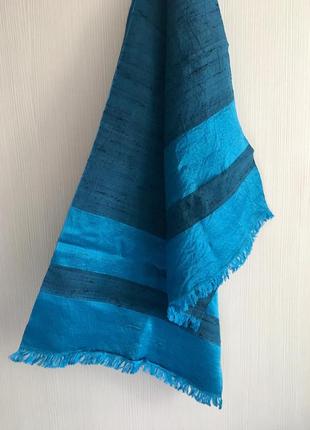 Шелковый шарф цвета морской волны2 фото