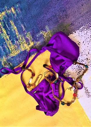 Верх фіолетовий від купальника бікіні з фенечками на зав'язках usa 42-469 фото