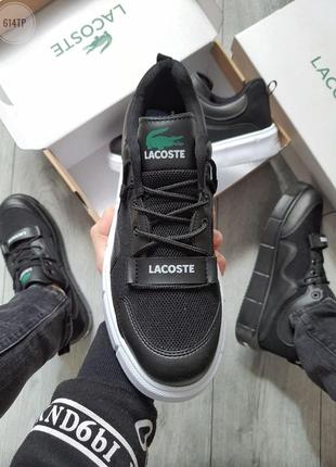 Кеды мужские lacoste black/white черные/белые (лакоста, кеди)4 фото