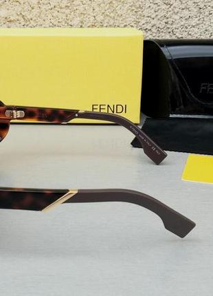 Fendi стильні жіночі сонцезахисні окуляри маска коричневе із золотом дзеркальні3 фото