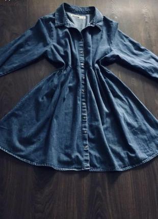 Джинсовое расклешенное платье с длинными рукавами от бренда asos3 фото