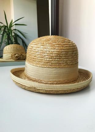 Винтажная соломенная шляпа котелок с цветами винтаж3 фото