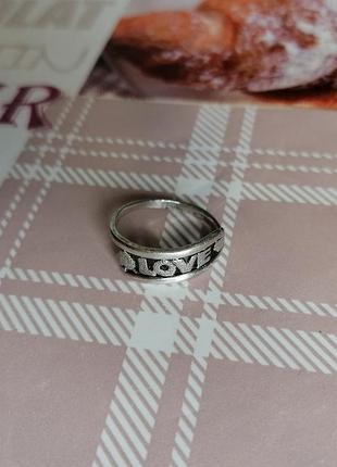 Серебряное кольцо лав love любовь колечко из серебра
