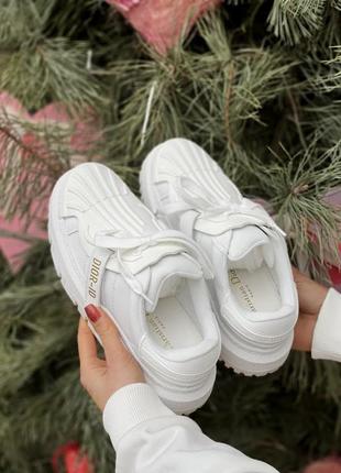 Шикарные лимитированные женские кроссовки в стиле dior-id белые8 фото