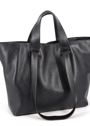 Кожаная вместительная черная сумка-трансформер, цвета в ассортименте