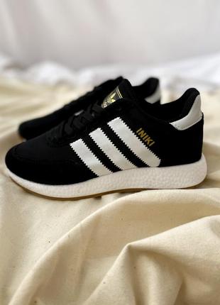 Классные женские кроссовки adidas iniki чёрные унисекс 36-46 р6 фото