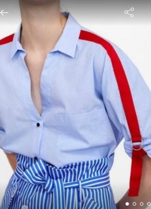 Рубашка  с контрасной лентой от zara