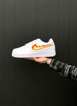 Кроссовки мужские nike air force 1 white fire белые (найк аир форс, кросівки)