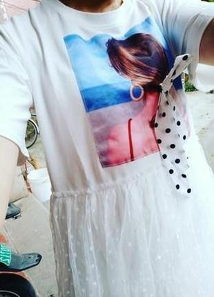 Легкое летнее платье-футболка с фатиновой юбкой. можно беременным5 фото
