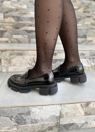 Туфли женские gremmy 200 чёрные (весна-осень кожа натуральная лакированная)6 фото
