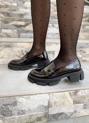 Туфли женские gremmy 200 чёрные (весна-осень кожа натуральная лакированная)8 фото